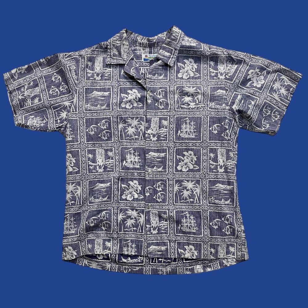 Shoreline Hawaii Aloha/Hawaiian Shirt ~ Reverse Print ~ Men's Medium